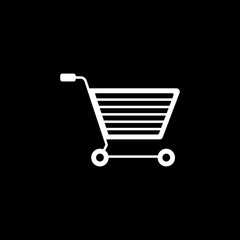 E-commerce solid icon, seo & development, shopping cart sign, a filled pattern on a black background, eps 10.