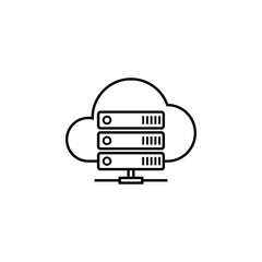 Fototapeta premium Cloud hosting line icon, seo & development, data base server sign, a linear pattern on a white background, eps 10.