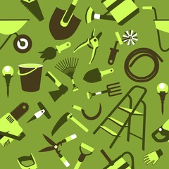 Garden tools seamless pattern