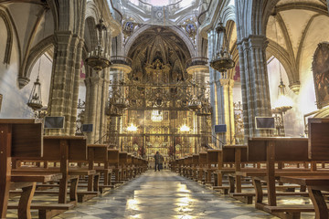 Tourists at Guadalupe Monastery Basilica, Spain