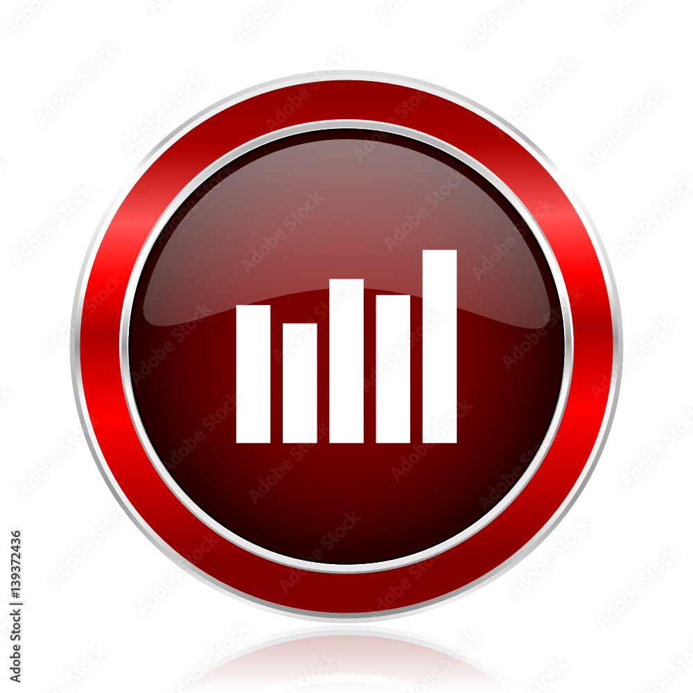 Leinwandbilder graph red silver metallic web and smartphone vector icon isolated on white background.