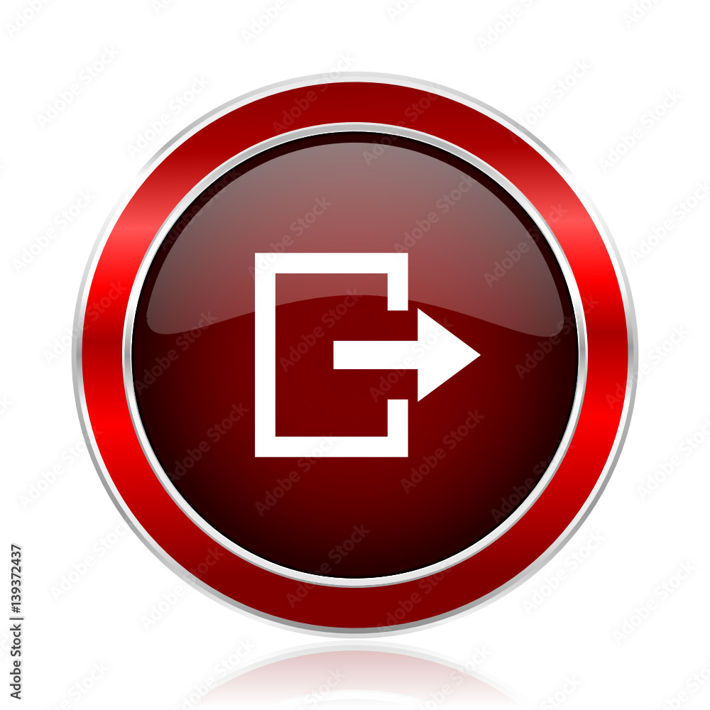 Leinwandbilder exit red silver metallic web and smartphone vector icon isolated on white background.