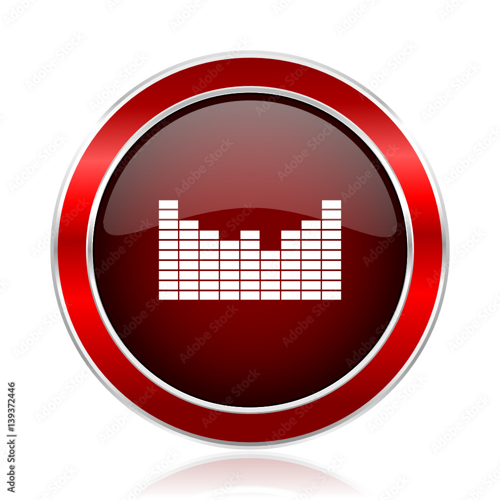 Aufkleber Sound red silver metallic web and smartphone vector icon isolated on white background.