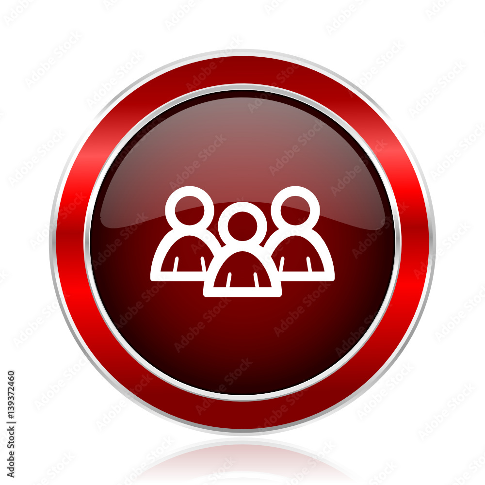 Poster People red round glossy vector web icon. Circle modern design chrome metal border abstract sign for smartphone applications.