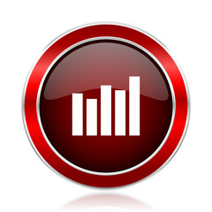 Graph red silver metallic web and smartphone vector icon isolated on white background.