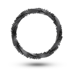 Abstract metal ring power science background. Round tech energy frame. Glossy metallic circle. Shiny silver banner. Artwork concept.