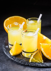 Orange juice in a large glass