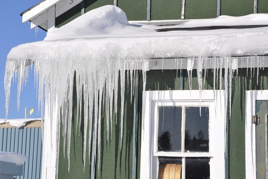 Icicles in front of the house
