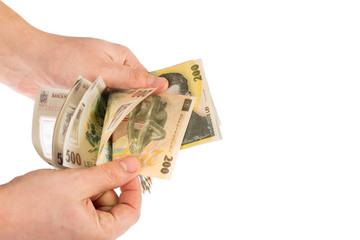 Hands counting money