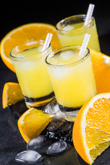 Orange juice in a large glass