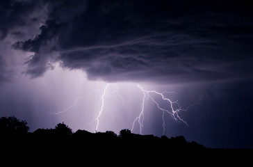 Fototapeta na wymiar lightning storm in the sky