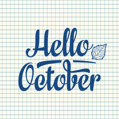 Hello October. Text retail message. Best for sale banner.