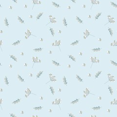 Seamless ditsy floral pattern. Pretty summer print. Vector illustration.