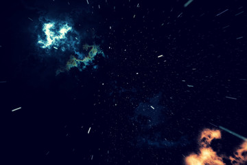 Beautiful space background with stars sky and galaxies and constellations in outer space. 3d rendering