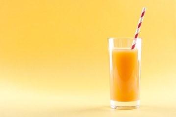 mango juice isolated on a yellow background