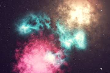 Outer space is filled with infinite number of stars, galaxies, nebulae. Beautiful colorful background. 3d rendering