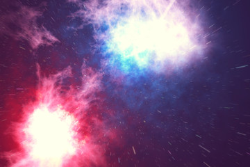 Outer space is filled with infinite number of stars, galaxies, nebulae. Beautiful colorful background. 3d rendering