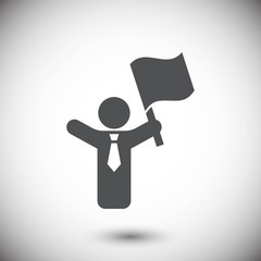 man with flag in hand icon stock vector illustration flat design