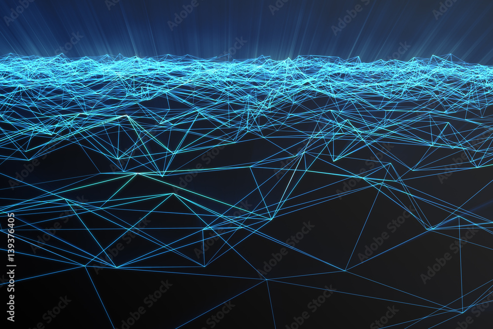 Poster abstract polygonal space low poly with connecting dots and lines. futuristic background. connection 