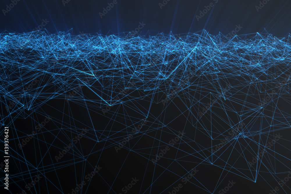 Poster abstract polygonal space low poly dark background with connecting dots and lines. connection structu