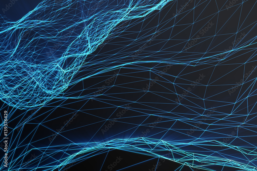 Aufkleber abstract polygonal space low poly dark background with connecting dots and lines. connection structu