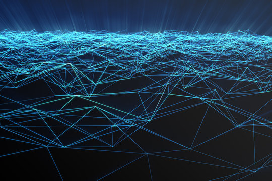 Abstract polygonal space low poly with connecting dots and lines. Futuristic background. Connection structure. 3d rendering