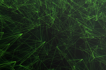 Abstract polygonal space low poly dark background with connecting dots and lines. Connection structure, shine effects. 3d rendering