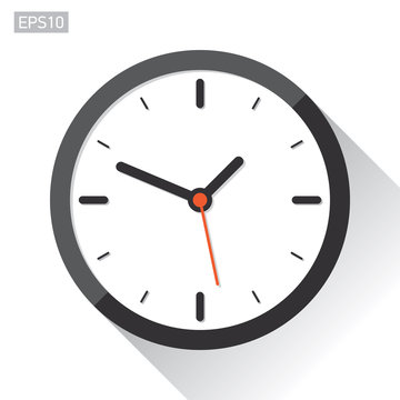 Clock icon in flat style, timer on white background. Vector design element