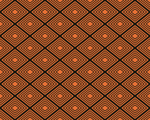Seamless black and orange geometrical op art rhombic simple pattern vector © picksell