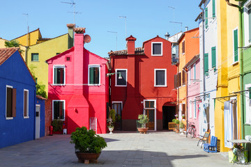 Fototapeta na wymiar colorful buildings in Venice, Burano island landmark, Italy, travel to Europe