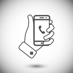 phone in hand icon stock vector illustration flat design