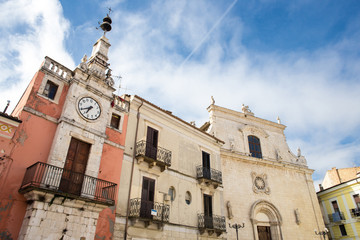 Fototapeta na wymiar St. Francis church and clock tower to Popoli, abruzzo