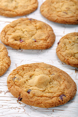 Crunchy cookie with cranberries on the table