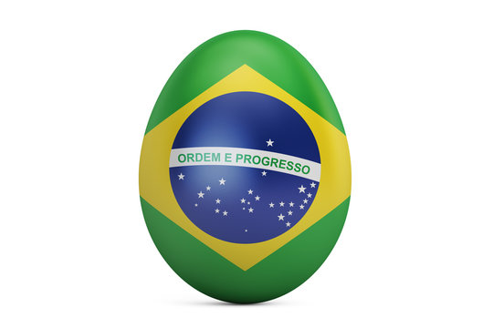 Easter egg with flag of Brazil, 3D rendering