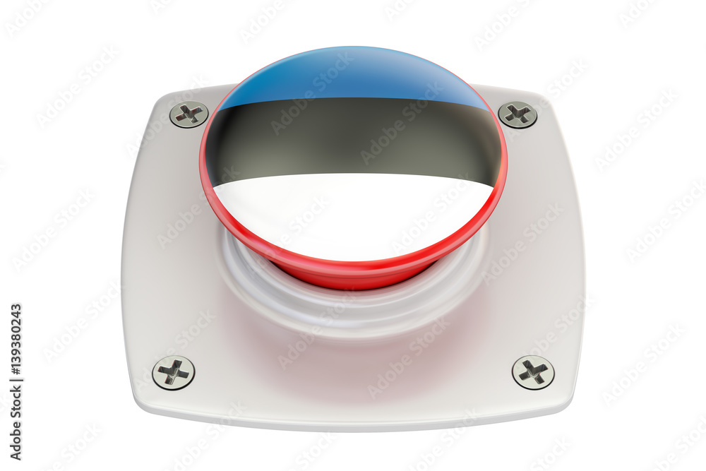 Poster estonia flag push button, 3d rendering