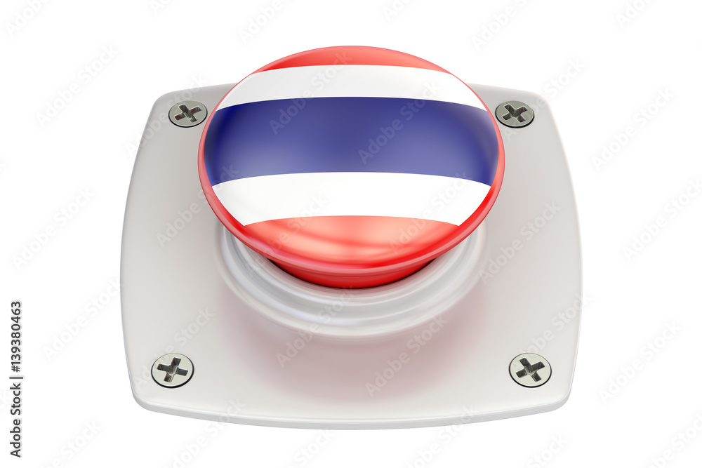 Poster thailand flag push button, 3d rendering