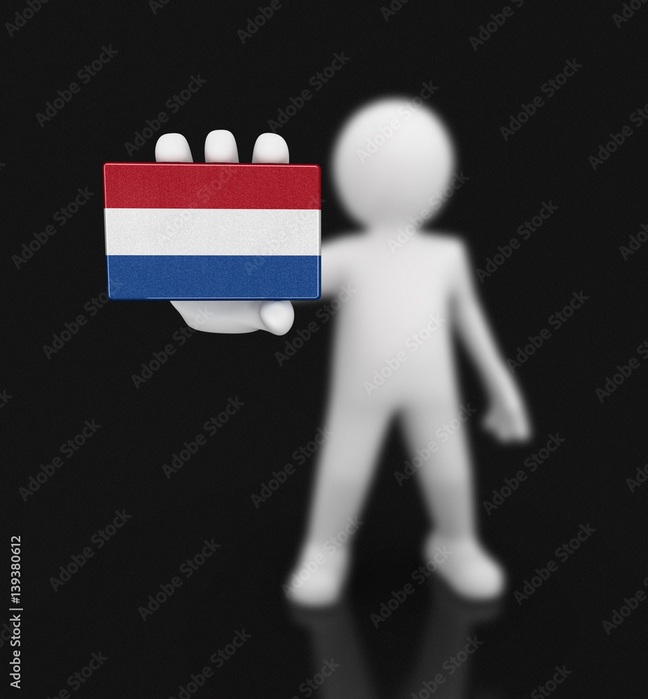 Poster man and netherlands flag. image with clipping path