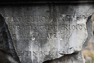 inscription romaine antique, Forum romain, Rome, Italie