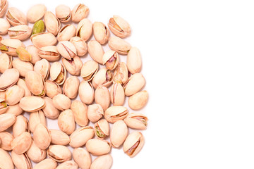 Pistachio nuts on white background