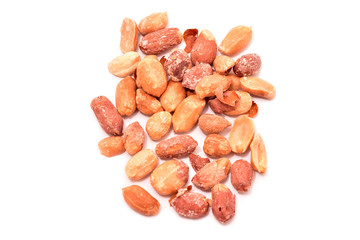 Roasted peanuts isolated on white background