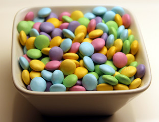 Pastel colorful candy in a bowl 