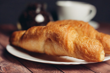fresh croissant in a plate