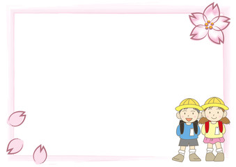 桜フレーム横・子供達