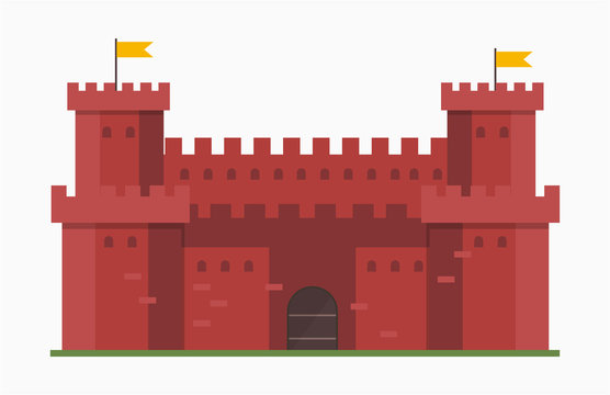 Cartoon fairy tale castle tower icon cute architecture fantasy house fairytale medieval and princess stronghold design fable isolated vector illustration.