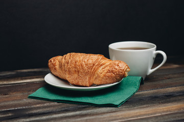, croissant coffee mug tea 