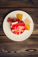 Biscuits, sweets, coffee mug tea on the table, 
