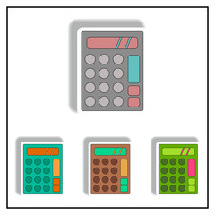 Vector illustration collection in paper sticker style of calculator