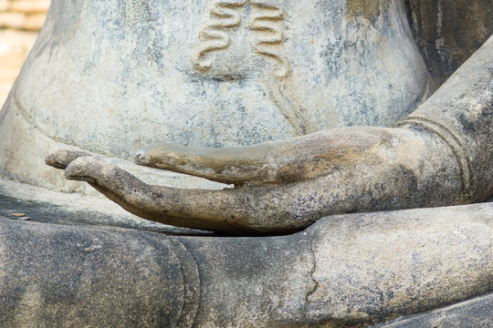 Stucco of Buddha image hand.