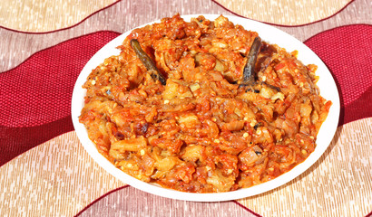 Baingan bharta (spicy eggplant puree), Indian style vegetable curry