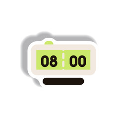 Vector illustration in paper sticker style digital clock